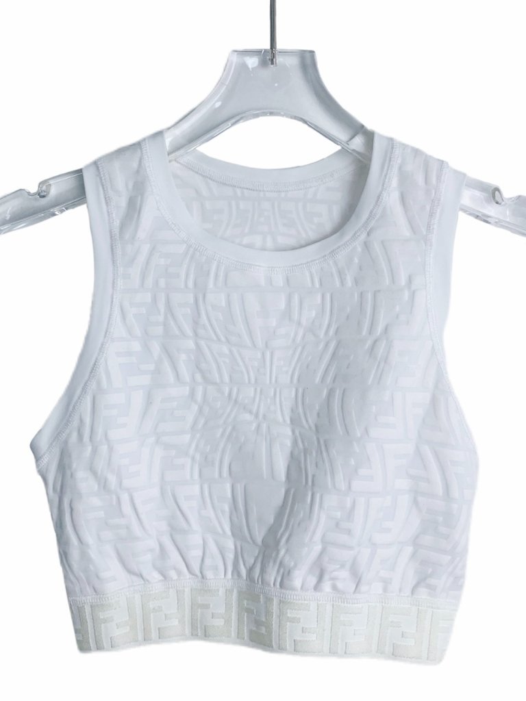 H32456 Fendi Fendi Off-White Full Print Sports Vest 38 M Size